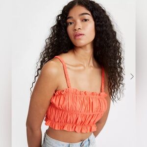 Levi’s Orange Ruffled Crop Top